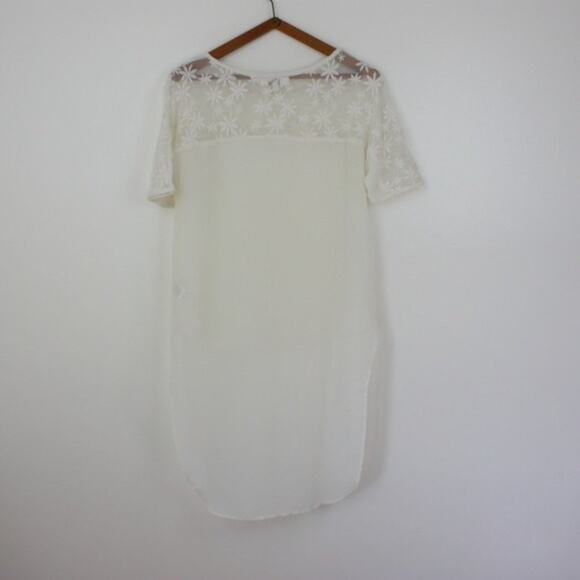Umgee USA Top Women's Size Small Cream Sheer High-Low Daisy Boho Tunic - Picture 6 of 7